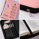 Personalised Watercolour Birth Flower Cross Bible Verses PU Leather Book Cover with Name Birthday Baptism Gift for Christian Women