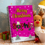 Personalized Santa Claus Christmas Tree Spiral A5 Notebook with Name and 120 Lined Pages Christmas Gift for Family Kids