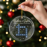 Spersonalizowana akrylowa ozdoba świąteczna Brothers Sisters Puzzle Art z tytułem i imieniem Home Tree Decor Prezent świąteczny dla przyjaciół rodziny