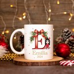 Personalizzato Cartoon Character 11 oz tazza in ceramica con nome e lettera Natale Compleanno regalo per la famiglia amico