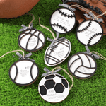 Adorno de madera personalizado en forma de balón deportivo con nombre, número y año Decoración del festival Regalo de Navidad para los amantes del deporte