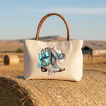 Personlig Vintage smycken stil Boots Canvas Tote Bag med namn Bröllopsfest Mors dag Julklapp för Cowgirl Brudtärna Mamma
