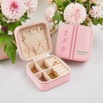 Personalized Pearl Pink PU Leather Jewelry Box with Name and Text Sorority Bid Day Initiation Big Little Gift for Sorors