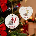 Personalised Santa Claus Ceramic Christmas Ornament with Name and Initial Home Decor Christmas Festival Party Favors for Family Friends