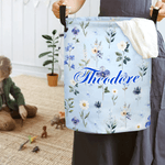 Personalised Multicolour Wildflower Waterproof Laundry Storage Basket with Handle and Name Baby Shower Birthday Gift for Kids Moms