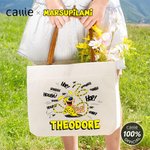 Personalised Cute Tail-Bouncing Marsupilami Canvas Tote Bag with Name and PU Leather Handle Birthday Gift for Friends | Callie × Marsupilami®