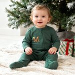 Personalised Multicolour Embroidered Santa Hat Initial 100% Cotton Baby Romper 1st Christmas Gift for Newborns Babies