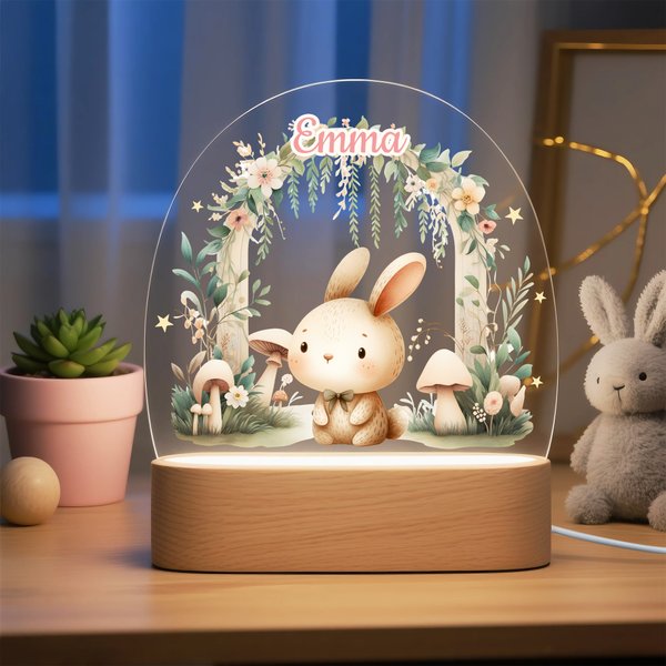 Veilleuse LED Acrylique Personnalisée avec Nom et Motif d'Animal Décoration Lumière Monochromatique ou Trois Couleurs Cadeau Anniversaire pour Enfant