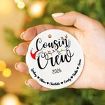 Personlig Santa Hat Cousin Crew keramisk julepynt med navn Hjem tre dekorasjon julegave til familien