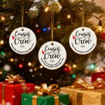 Personlig Santa Hat Cousin Crew keramisk julepynt med navn Hjem tre dekorasjon julegave til familien