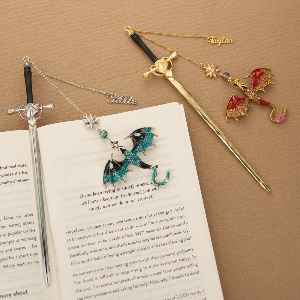 Personalized Dragon Sword Bead Star Fantasy Bookmark with Name Reading Accessory Birthday Gift for Readers Bookworms 3