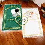 Personalisierte elegante Paar Gebet Matte Gebet Rosenkranz mit Namen und Text Set von 2 Ramadan Eid islamische Hochzeit Geschenk für Paare