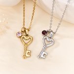 Personalizado Dainty Heart Key Necklace con Birthstone Initial Christmas Valentine's day Birthday Anniversary Gift for Women Girlfriends Wives