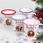 Personalised Coloured Light Christmas Element 12 oz Photo Enamel Mug with Name and Title Christmas Gift for Kids Family Friends
