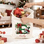 Personlig Julklockor Snögubbe Stor Canvas Presentpåse med dragsko och initialer och namn Julklapp till familj och vänner