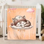 Personalizado Luna Nube Estrella Lindo Dibujos animados Dormir Animal Suave manta con nombre Decoración del hogar Cumpleaños Regalo de Navidad para los niños