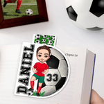 Personalized Cartoon Character Soccer Magnetic Bookmark Clip with Name and Number Christmas Birthday Gift for Soccer Lovers Bookworms