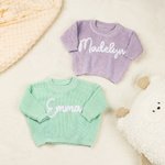 Personalised Multicolor Soft Warm Sweater with Name Daily Wear Birthday Christmas Gift for Toddlers Children