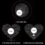 Personalisierte Unendlichkeit Halskette mit Fotoprojektion 100 Liebessprüchen und Herzförmigem Anhänger Jahrestag Geburtstag Geschenk für Damen