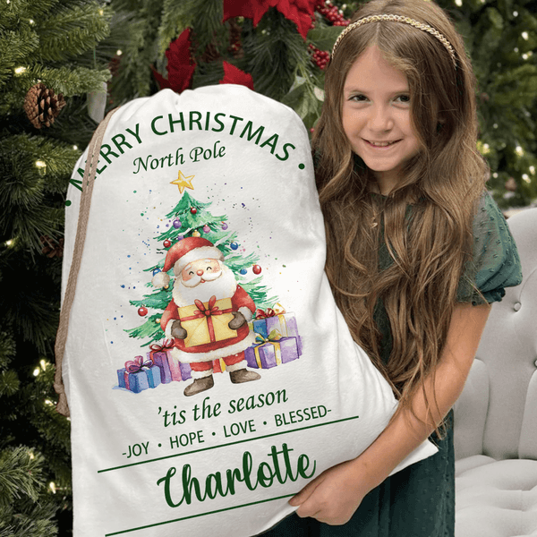 Personalized Cute Santa Claus Snowman Animal Drawstring Gift Bag with Name Christmas Gift for Family Kids