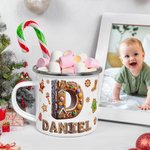 Personalized Gingerbread Sweets Initial 12 oz Enamel Mug with Name Daily Use Christmas Gift for Kid Family