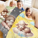 Personalizado Luna Nube Estrella Lindo Dibujos animados Dormir Animal Suave manta con nombre Decoración del hogar Cumpleaños Regalo de Navidad para los niños