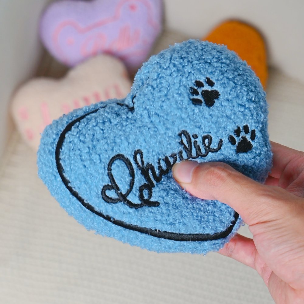 Personalized Embroidered Design Heart Pet Toy with Squeaker and Name Birthday Christmas Party Gift for Pet Owner Lover New Puppy 4
