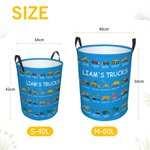 Personalised Multicolour Construction Lorry Excavator Waterproof  40L/60L Volume Laundry Basket with Text Birthday Gift for Boys Girls Lorry Lovers