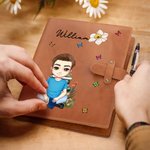 Personalisierte Geburt Blume Schmetterling Cartoon Lesezeichen A5 Skizzenbuch Notebook Cover mit Namen und Lagerung Tasche Geburtstag Geschenk für Familie