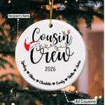 Personlig Santa Hat Cousin Crew keramisk julepynt med navn Hjem tre dekorasjon julegave til familien