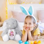 Personalisierte Cartoon Charakter Bow Initial niedlichen Osterhasen Plüsch Plüschtier Spielzeug mit Namen Ostern Geburtstag Geschenk für Jungen Mädchen