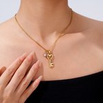 Personalizado Dainty Heart Key Necklace con Birthstone Initial Christmas Valentine's day Birthday Anniversary Gift for Women Girlfriends Wives