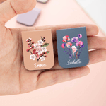 Personalisierter magnetischer PU-Leder Lesezeichen Clip mit Geburtblume Namen Geburtstag Geschenk für Leseliebhaber Bücherwürmer