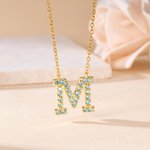 Personalizada Birthstone Initial Collar Colgante Dainty Joyería Navidad Cumpleaños Regalo para las mujeres