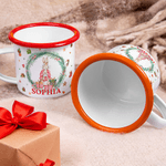 Personalized Cartoon Peter Rabbit 12 oz Colored Rim Enamel Mug with Name Christmas Gift for Family Kids
