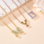 Personalizada Birthstone Initial Collar Colgante Dainty Joyería Navidad Cumpleaños Regalo para las mujeres