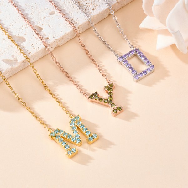 Personalizada Birthstone Initial Collar Colgante Dainty Joyería Navidad Cumpleaños Regalo para las mujeres