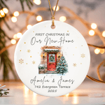 Personalised Christmas House Door Ceramic Ornament with Names Address and Year Home Decor Christmas Gift for Family Friends New Home Movers