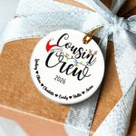Personlig Santa Hat Cousin Crew keramisk julepynt med navn Hjem tre dekorasjon julegave til familien