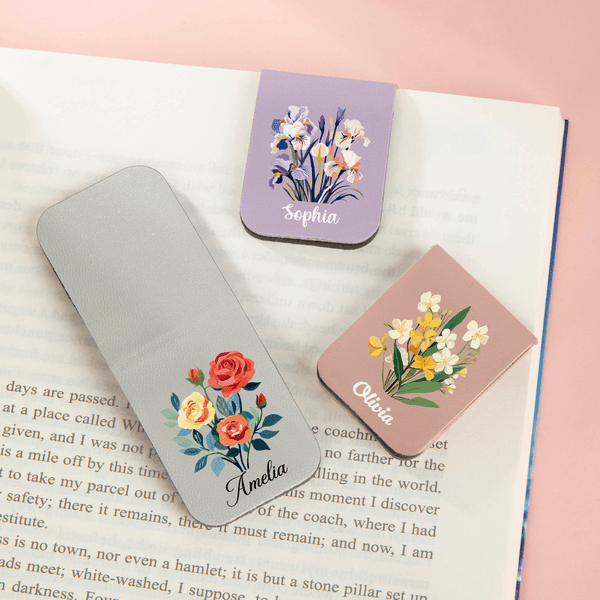Clip segnalibro in pelle PU magnetica personalizzata con nome, regalo di Natale e di compleanno per gli amanti della lettura.