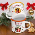 Personalised Coloured Light Christmas Element 12 oz Photo Enamel Mug with Name and Title Christmas Gift for Kids Family Friends