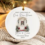 Personalised Christmas House Door Ceramic Ornament with Names Address and Year Home Decor Christmas Gift for Family Friends New Home Movers