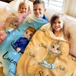 Manta suave personalizada con personaje de dibujos animados estrella multicolor y nombre regalo de cumpleaños y Navidad para familia y niños