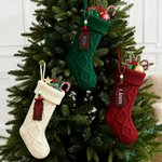 Gepersonaliseerde Grote Capaciteit Hangende Kerstsok met Houten Naamlabel Kerstdecoratie en Woondecoratie Kerstcadeau voor Familie