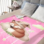 Personalizado Luna Nube Estrella Lindo Dibujos animados Dormir Animal Suave manta con nombre Decoración del hogar Cumpleaños Regalo de Navidad para los niños