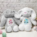 Personalisierte Cartoon Charakter Bow Initial niedlichen Osterhasen Plüsch Plüschtier Spielzeug mit Namen Ostern Geburtstag Geschenk für Jungen Mädchen