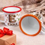 Personalized Gingerbread Sweets Initial 12 oz Enamel Mug with Name Daily Use Christmas Gift for Kid Family