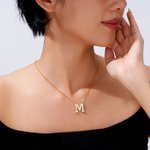 Personalizada Birthstone Initial Collar Colgante Dainty Joyería Navidad Cumpleaños Regalo para las mujeres