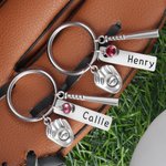 Personalized Birthstone Softball Baseball Bat Glove Keychain with Engraved Name Game Day Team Birthday Gift for Sports Lover