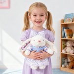 Personalisierte niedliche Schleife gefüllte Hase Plüsch Spielzeug mit Glitter Name Geburtstag Baby Dusche Geschenk für Kinder